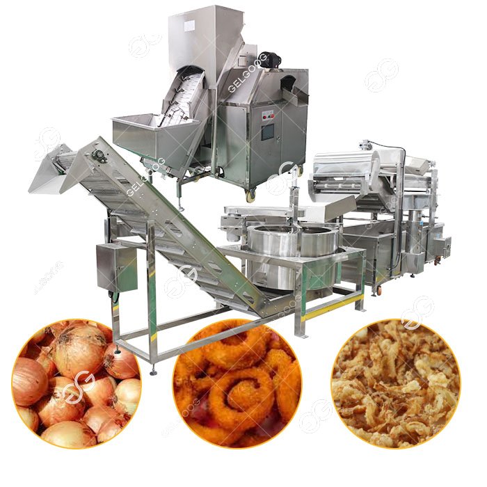 Machine de traitement de rondelles d'oignon frites croustillantes